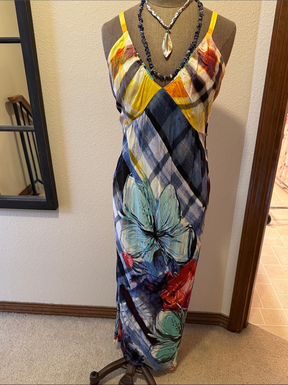 Jams World Hawaiian Floral Print Maxi Dress Turquoise and Blue